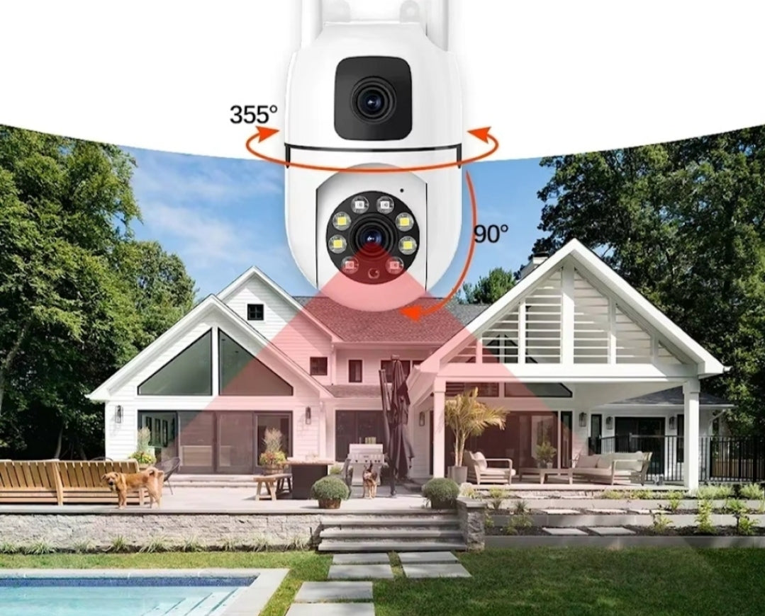 DOBLE CAMARA WIFI DOMO 360 GRADOS VISION NOCTURNA + CAMARA FIJA INALAMBRICA IP IOS ANDROID HD