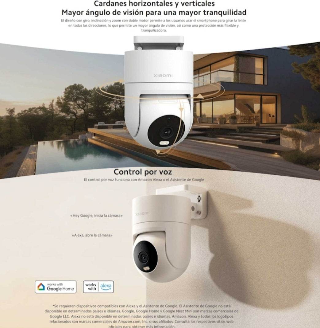 CAMARA EXTERIOR INTERIOR INALAMBRICA XIAOMI IP WI-FI DOMO 360 2.5K 4MP GRABA EN MICRO-SD WIFI CW300