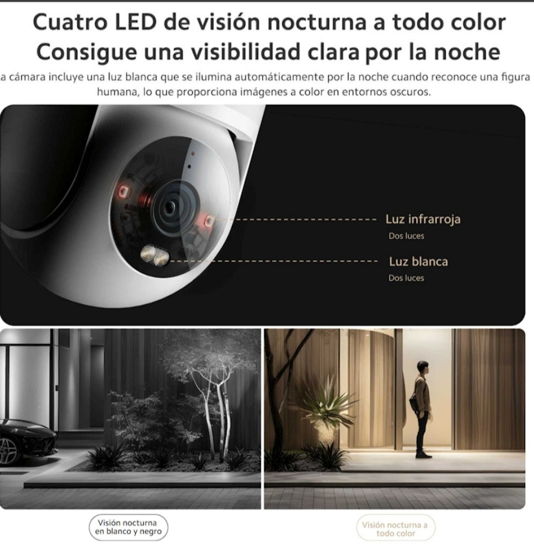 CAMARA EXTERIOR INTERIOR INALAMBRICA XIAOMI IP WI-FI DOMO 360 2.5K 4MP GRABA EN MICRO-SD WIFI CW300