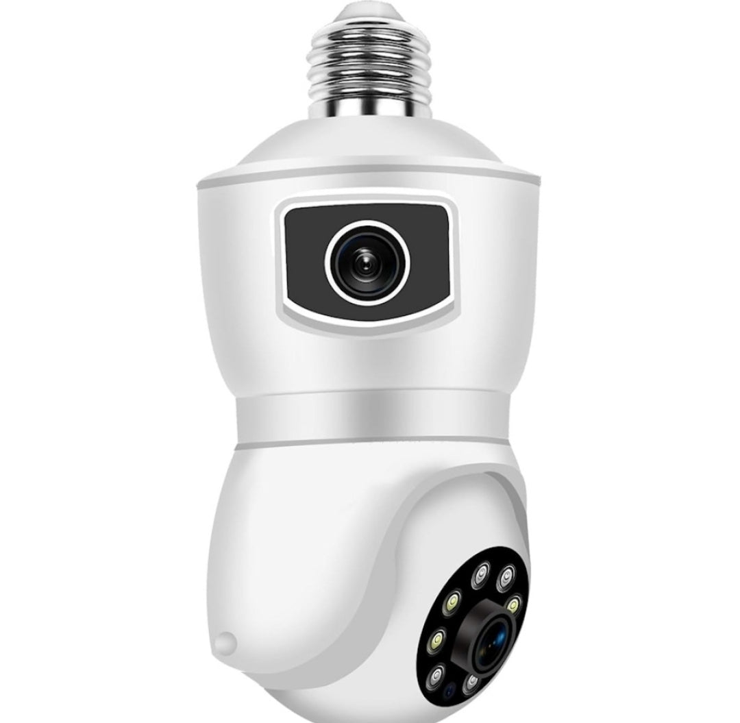 DOBLE CAMARA WIFI LAMPARA BOMBITA E27 DE LUZ FIJA +DOMO INALAMBRICO IP IOS ANDROID FULL-HD 1080P