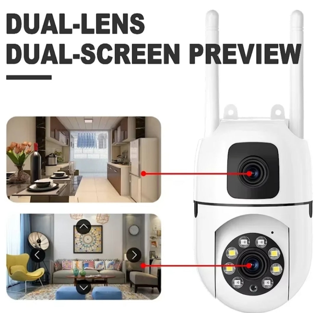 DOBLE CAMARA WIFI DOMO 360 GRADOS VISION NOCTURNA + CAMARA FIJA INALAMBRICA IP IOS ANDROID HD
