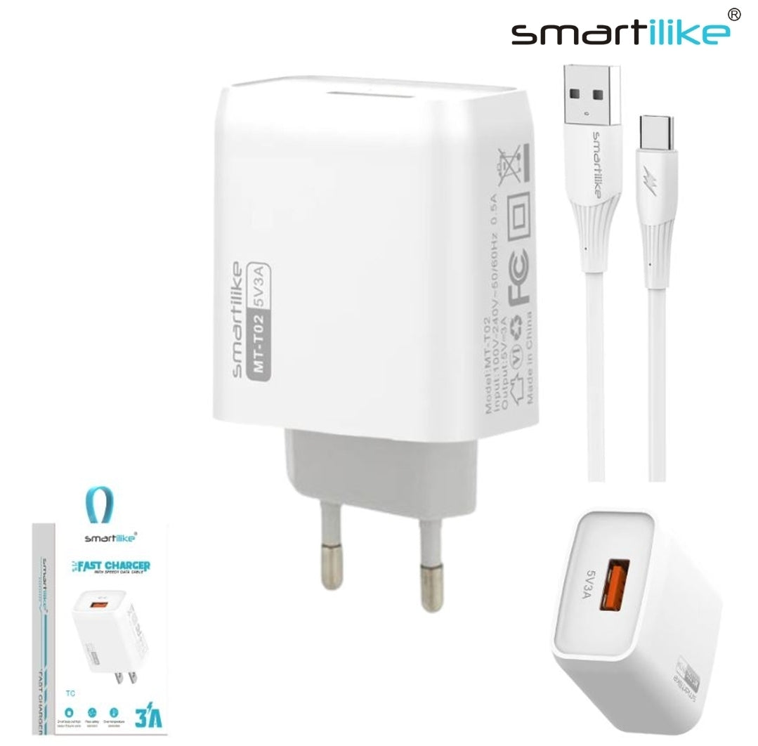 Cargador USB Smartilike 3A + Cable Tipo-C / MT-T02