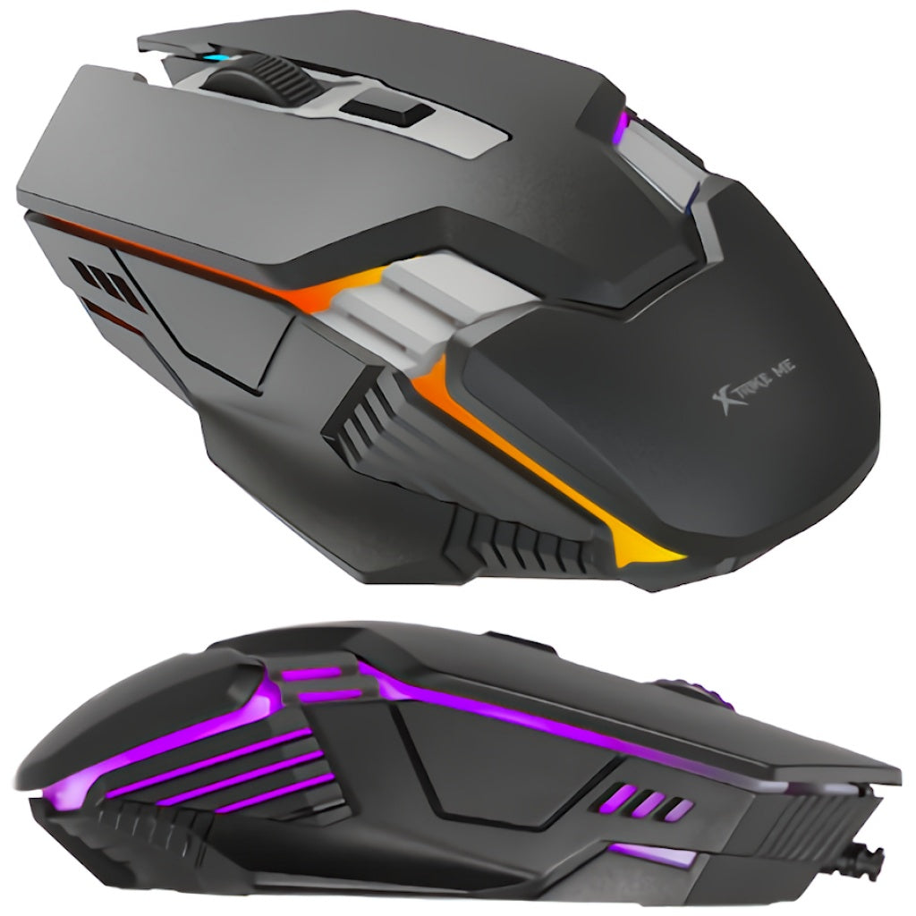 MOUSE GAMER 4 BOTONES 3.600 DPI LUZ LED RGB COLORES USB XTRIKE ME GM-110